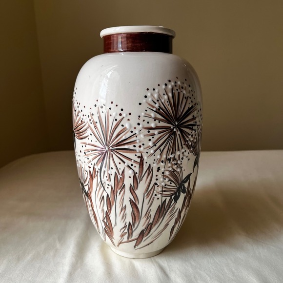 Vintage‎ 1980 Hand Painted Ceramic Vase Signed LG - Picture 4 of 8